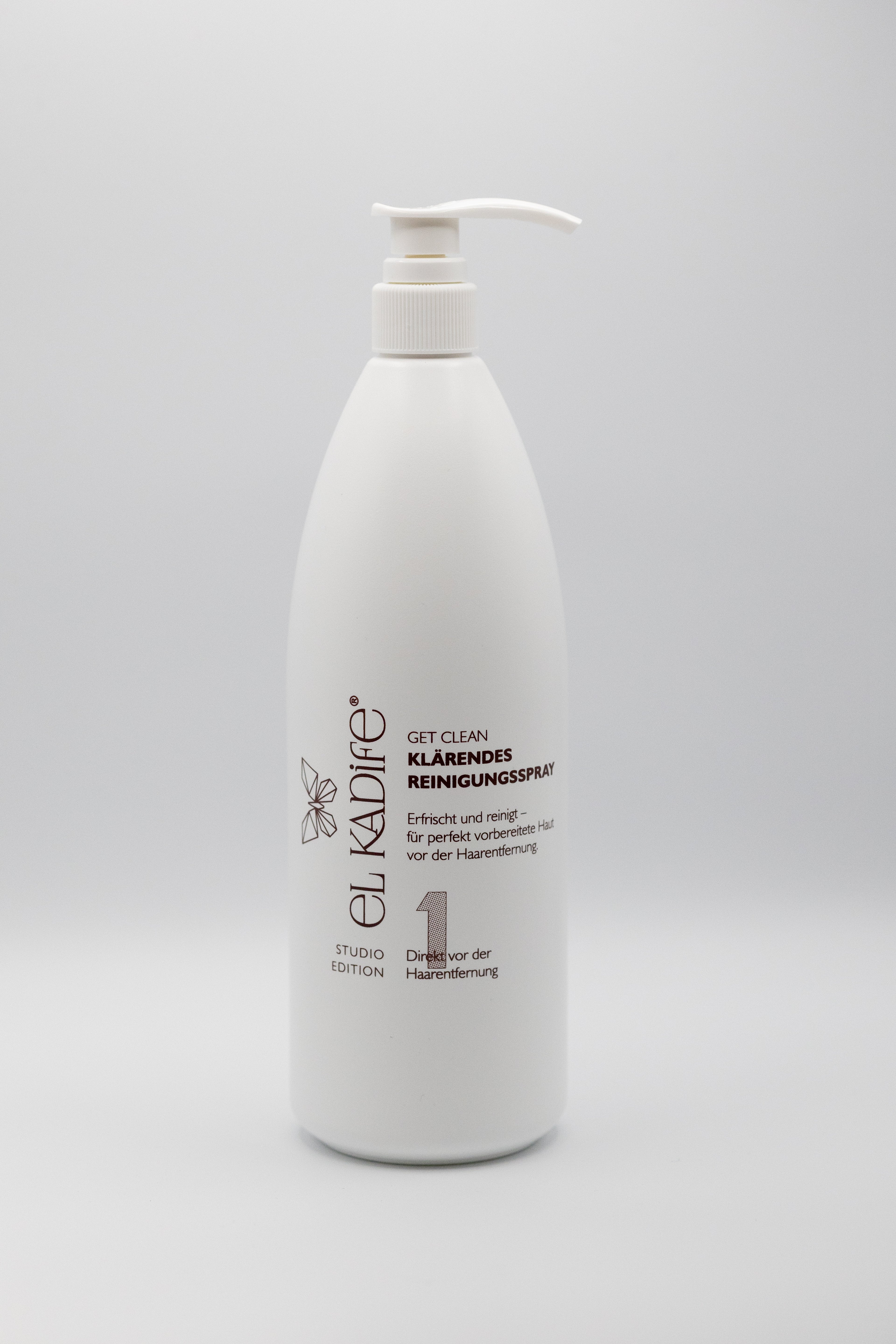 Klärendes Reinigungsspray zum sanften säubern der Haut vor der Enthaarung. Studio.